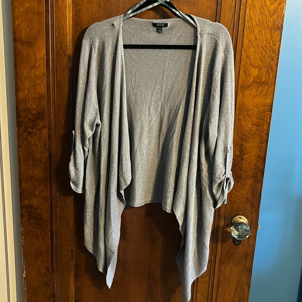 Apt 9 Gray Metallic Soft Rayon Open Draped Cardigan Size 1X